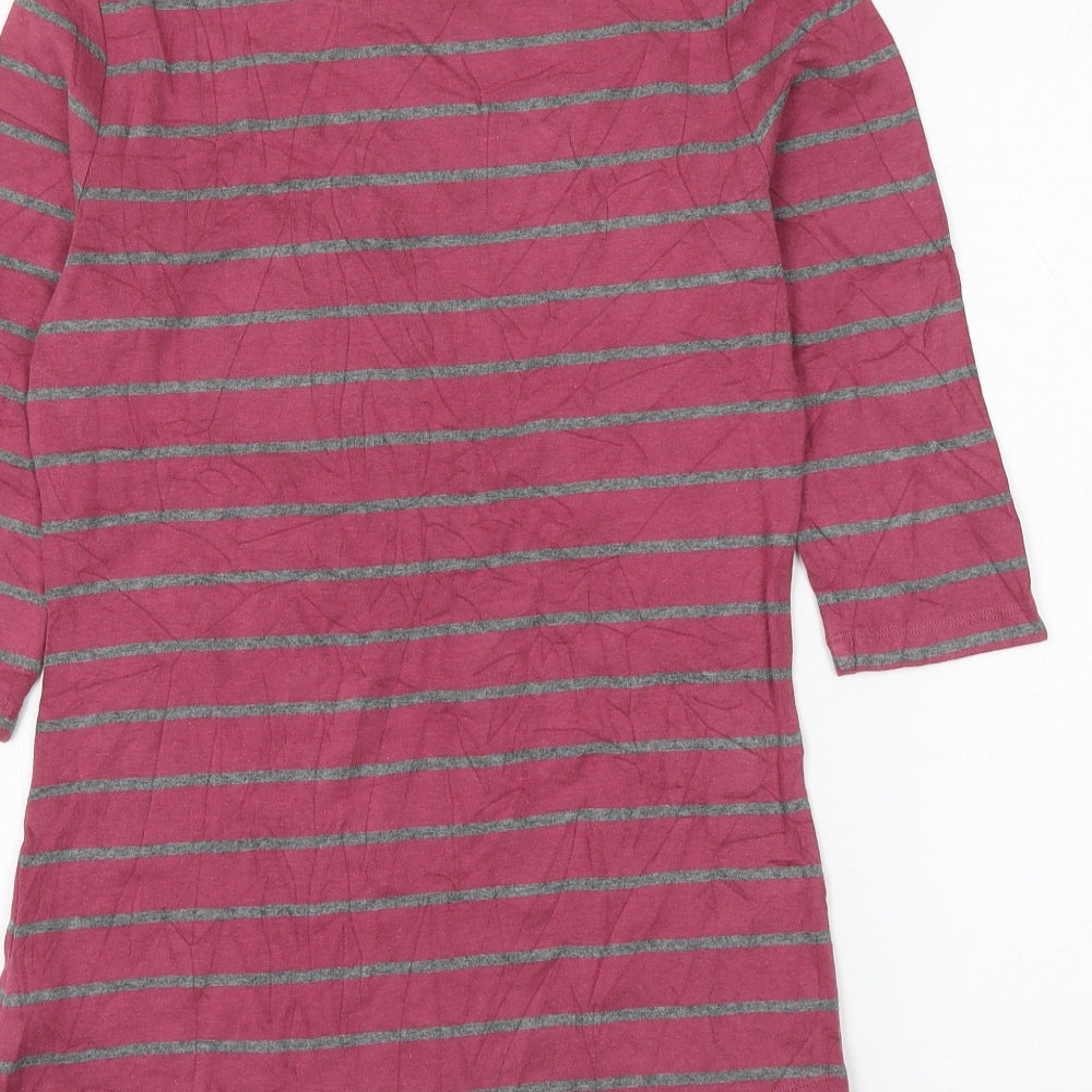 Arabella & Addison Womens Pink Striped Cotton Basic T-Shirt Size 14 Round Neck
