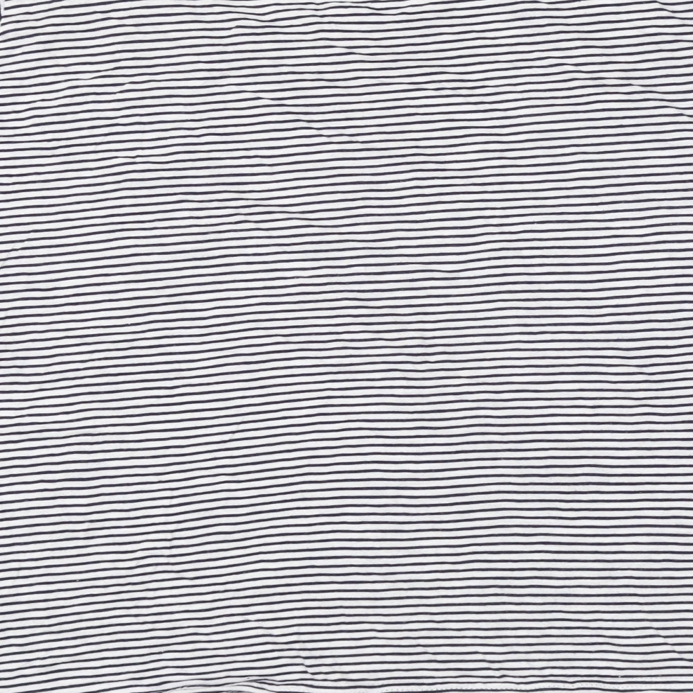 Marks and Spencer Womens White Striped Cotton Basic Blouse Size 22 Round Neck