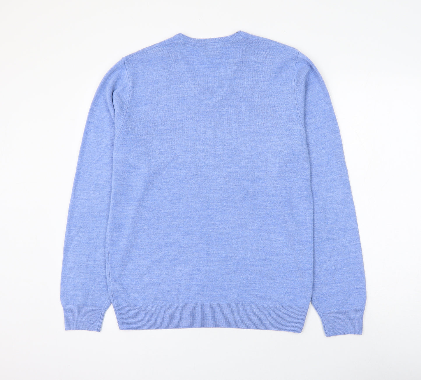 Marks and Spencer Mens Blue V-Neck Acrylic Pullover Jumper Size M