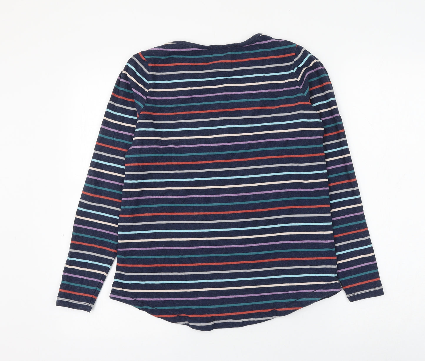 Fat Face Womens Multicoloured Striped Cotton Basic T-Shirt Size 12 Round Neck