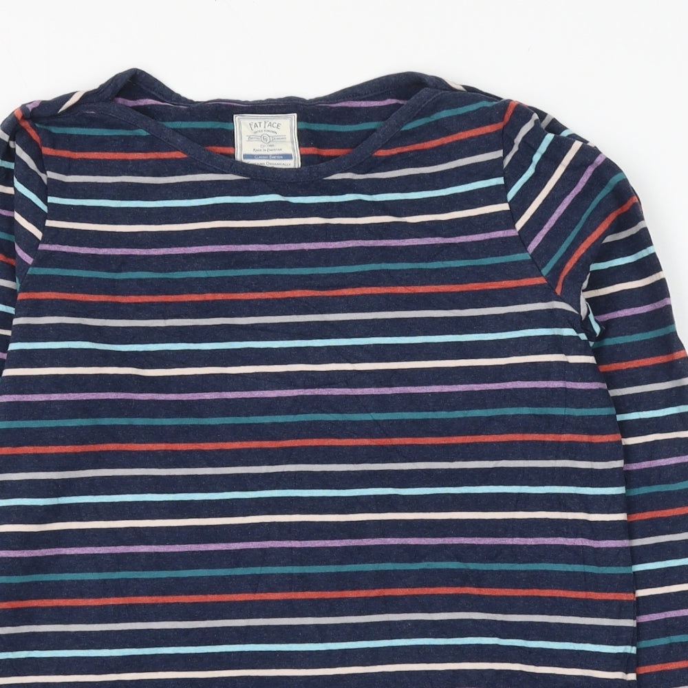 Fat Face Womens Multicoloured Striped Cotton Basic T-Shirt Size 12 Round Neck
