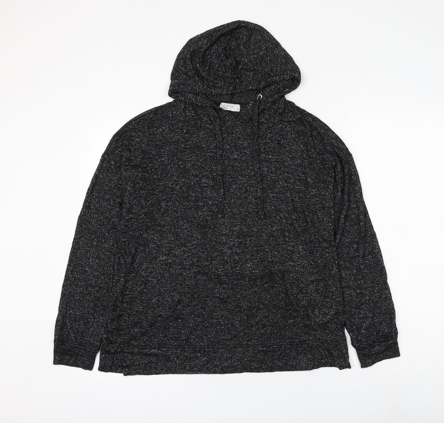 Papaya Womens Black Viscose Pullover Hoodie Size 14 Pullover