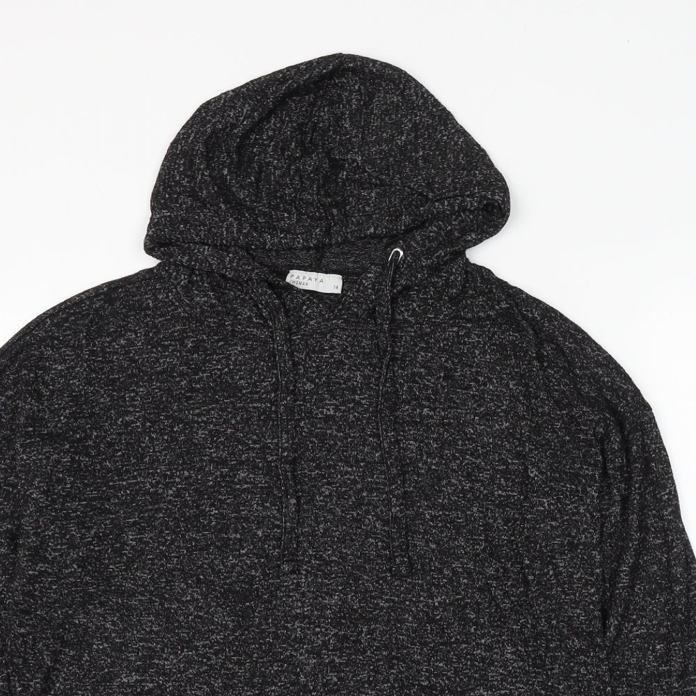 Papaya Womens Black Viscose Pullover Hoodie Size 14 Pullover