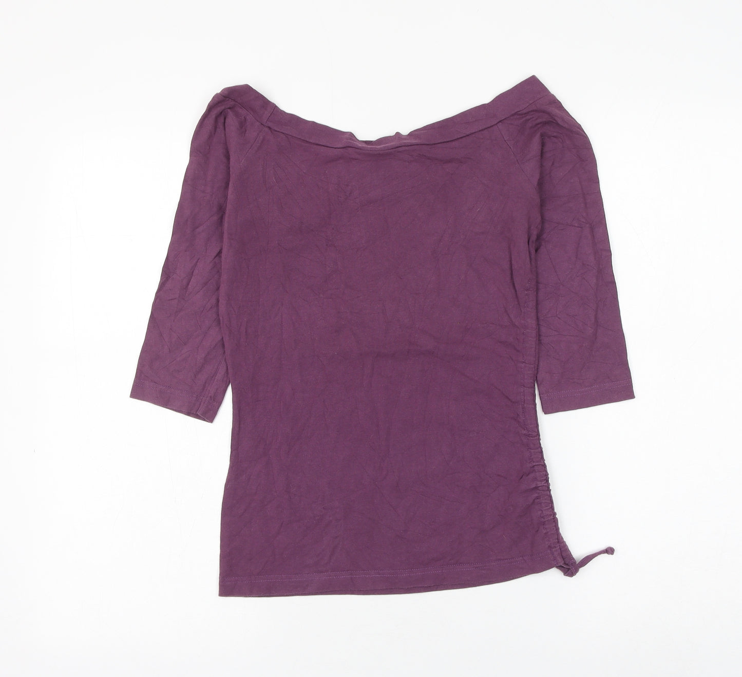 Warehouse Womens Purple Cotton Basic Blouse Size 8 Boat Neck