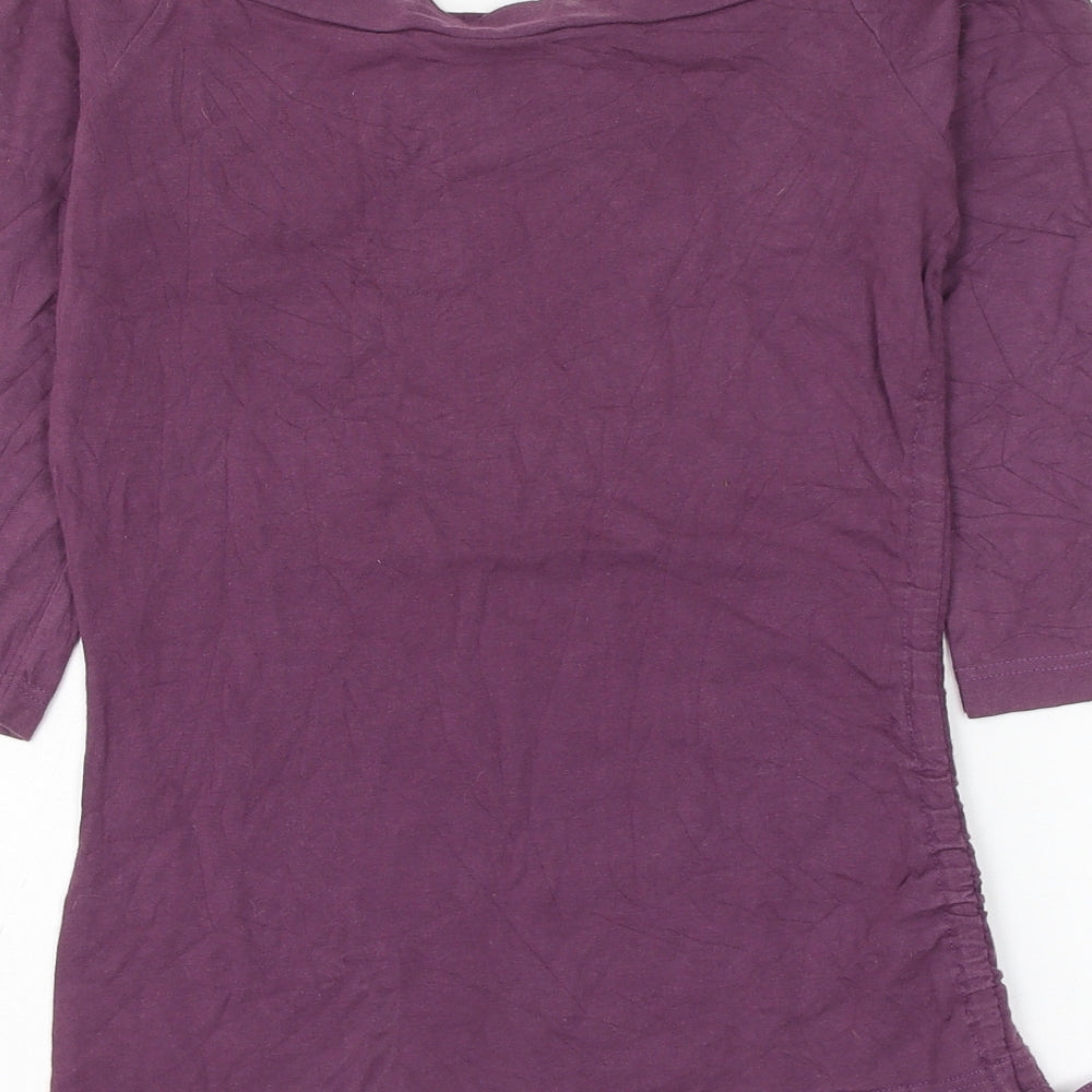 Warehouse Womens Purple Cotton Basic Blouse Size 8 Boat Neck