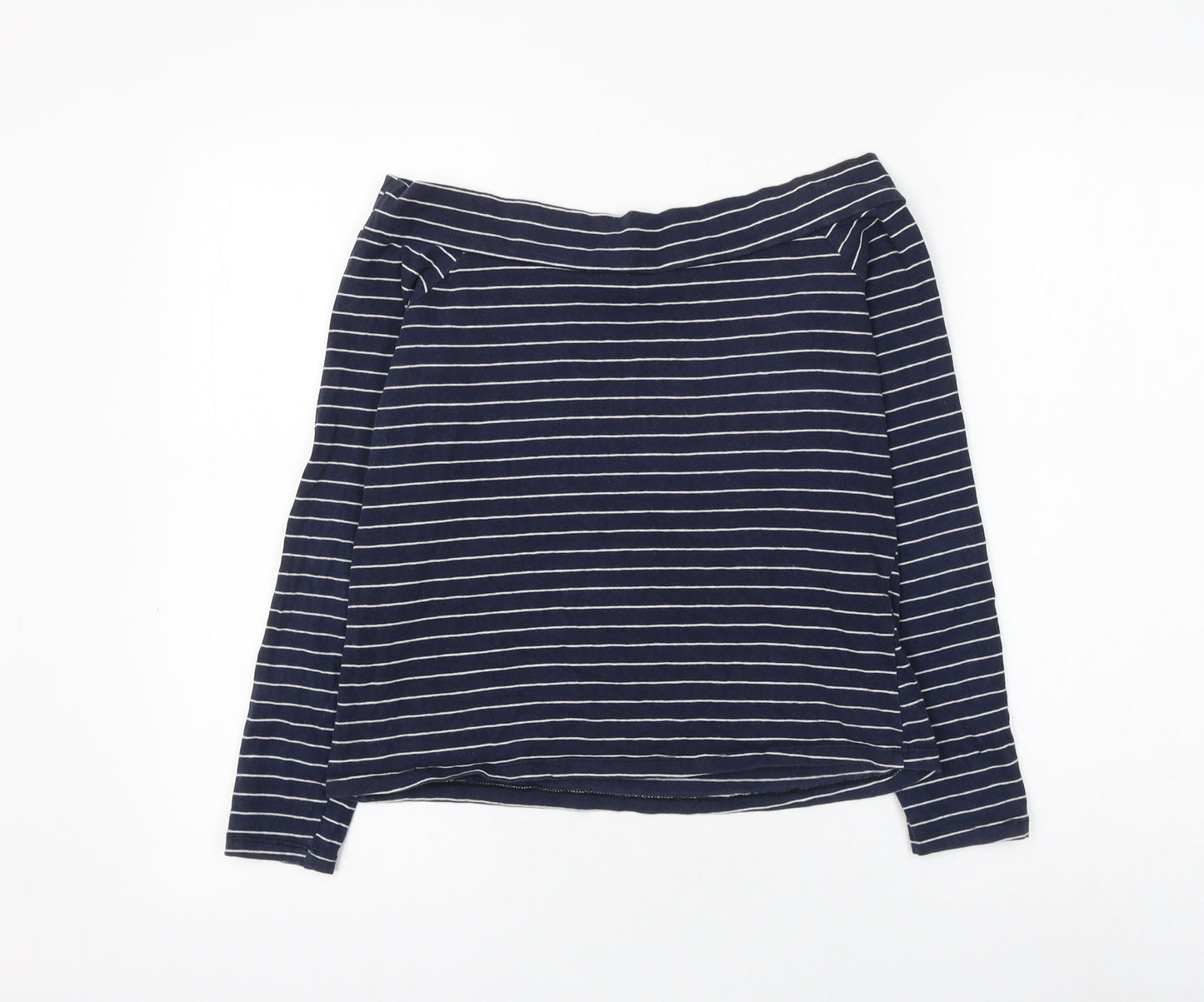 Atmosphere Womens Blue Striped Cotton Basic Blouse Size 14 Boat Neck