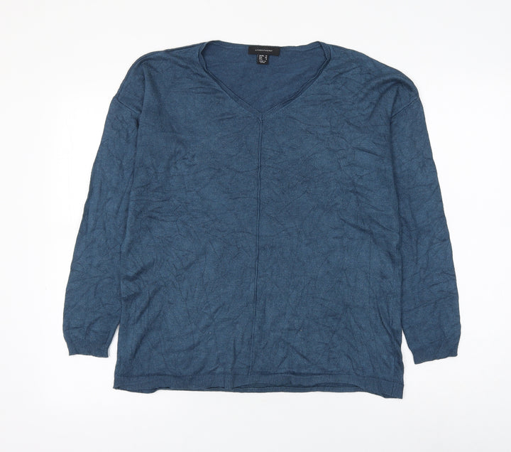 Atmosphere Womens Blue V-Neck Viscose Pullover Jumper Size 10