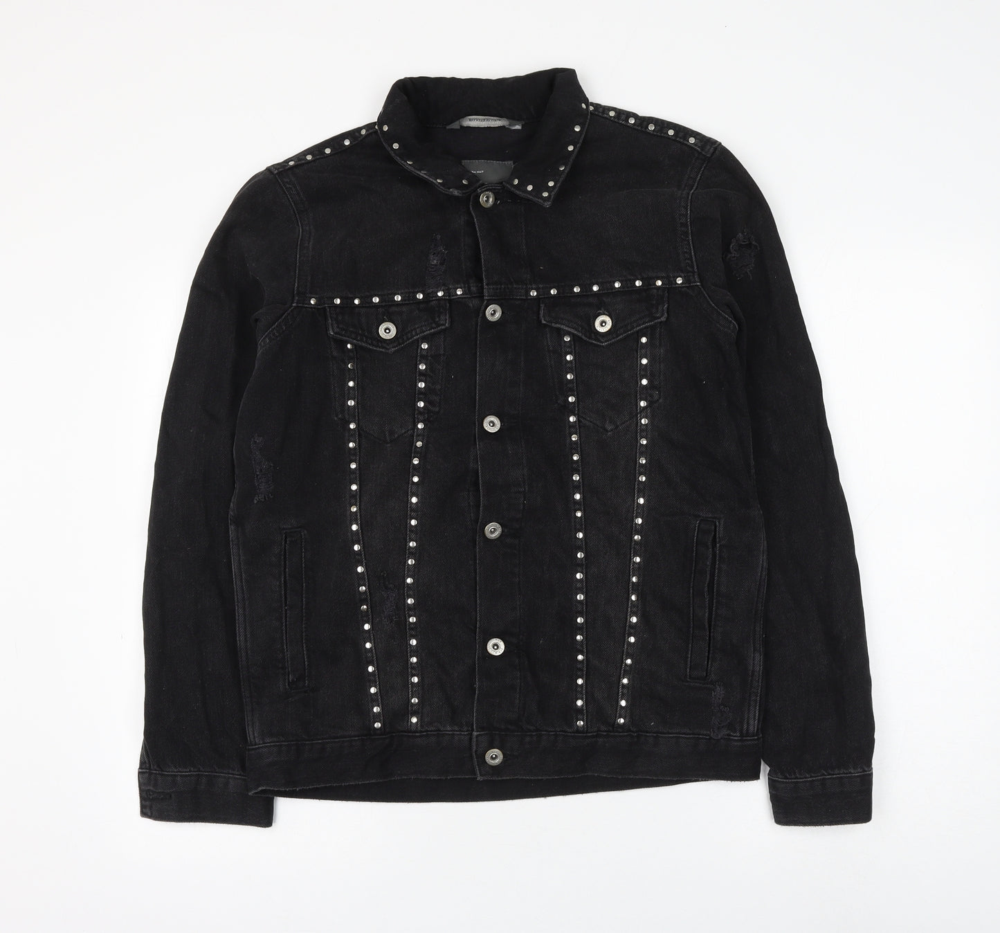 Zara Womens Black Jacket Size L Button - Distressed