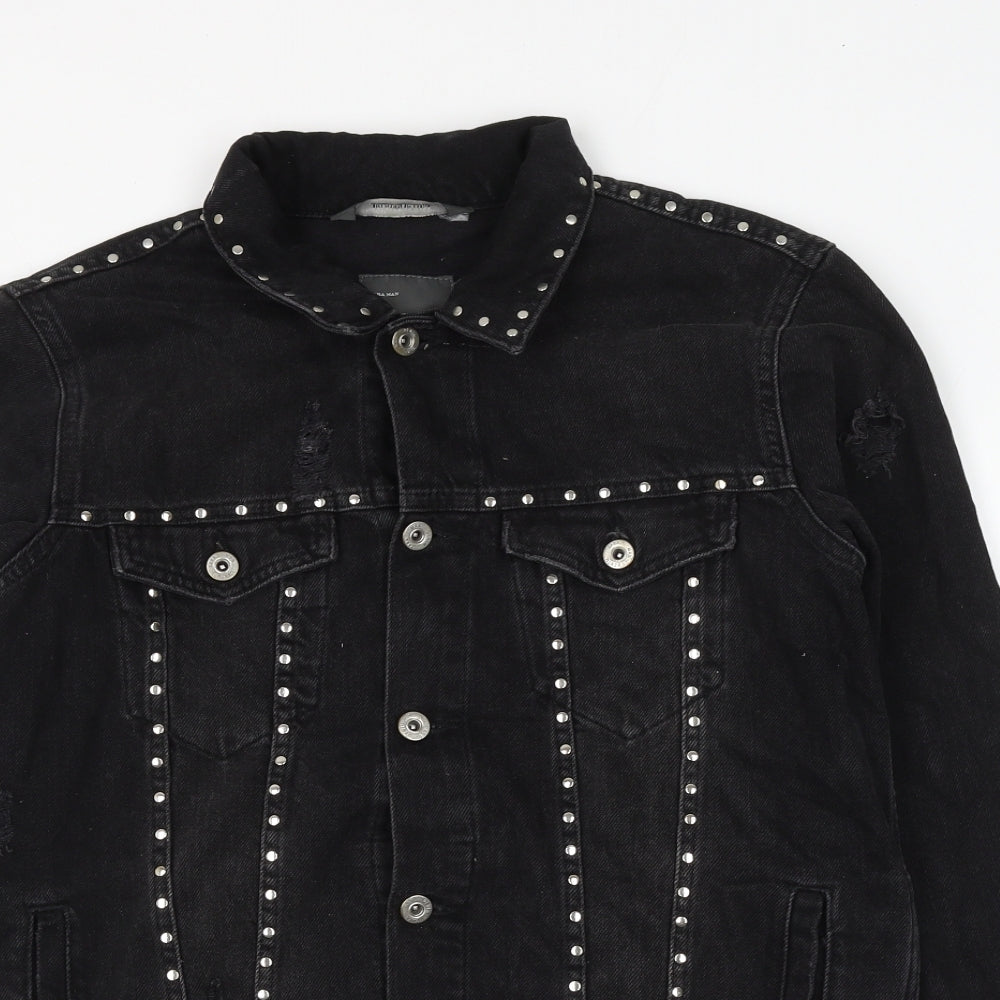 Zara Womens Black Jacket Size L Button - Distressed