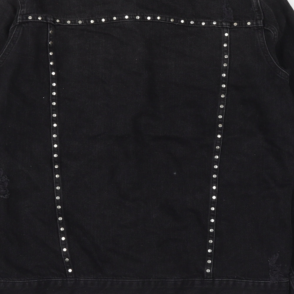 Zara Womens Black Jacket Size L Button - Distressed