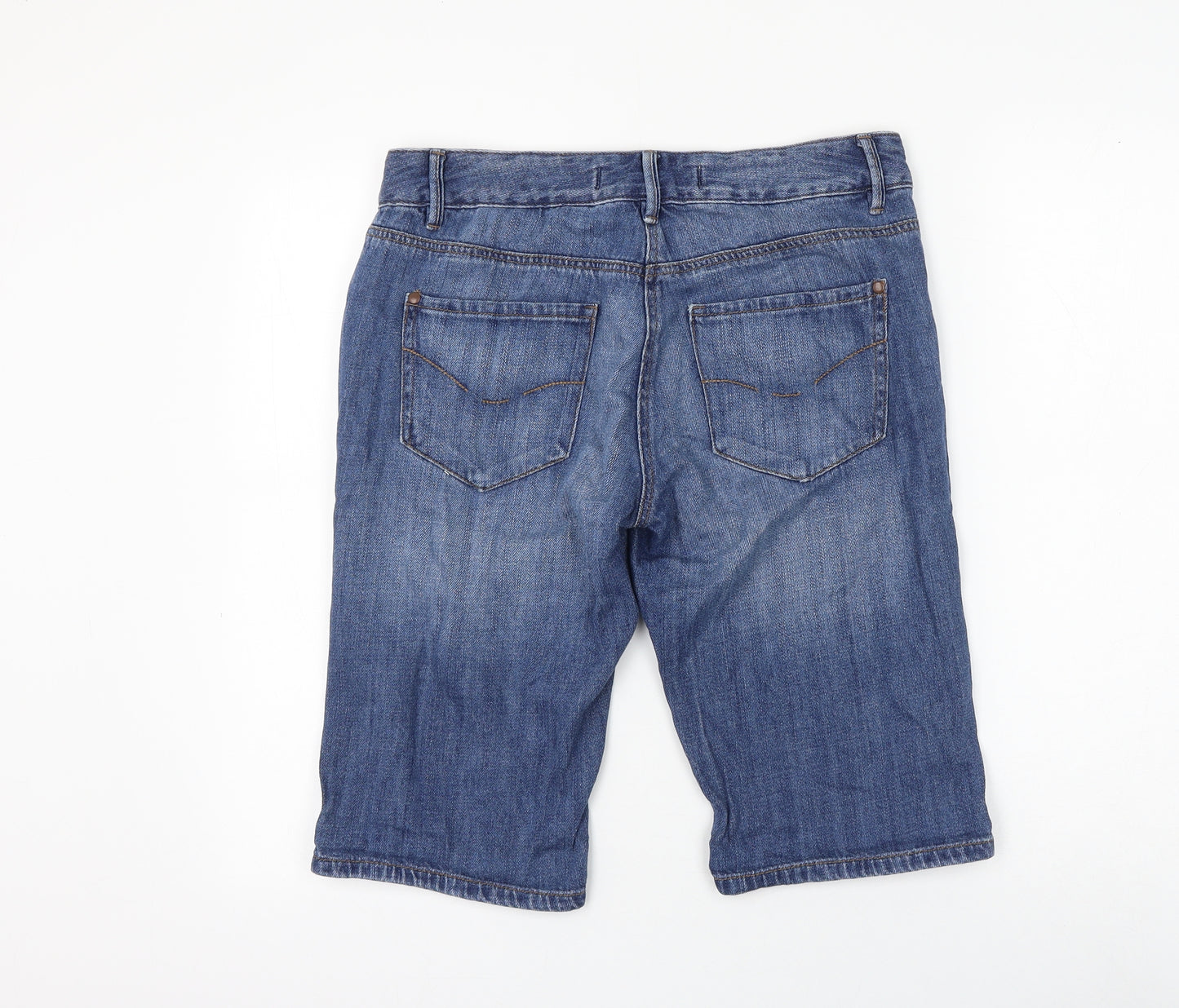 NEXT Womens Blue Cotton Bermuda Shorts Size 10 L14 in Regular Zip