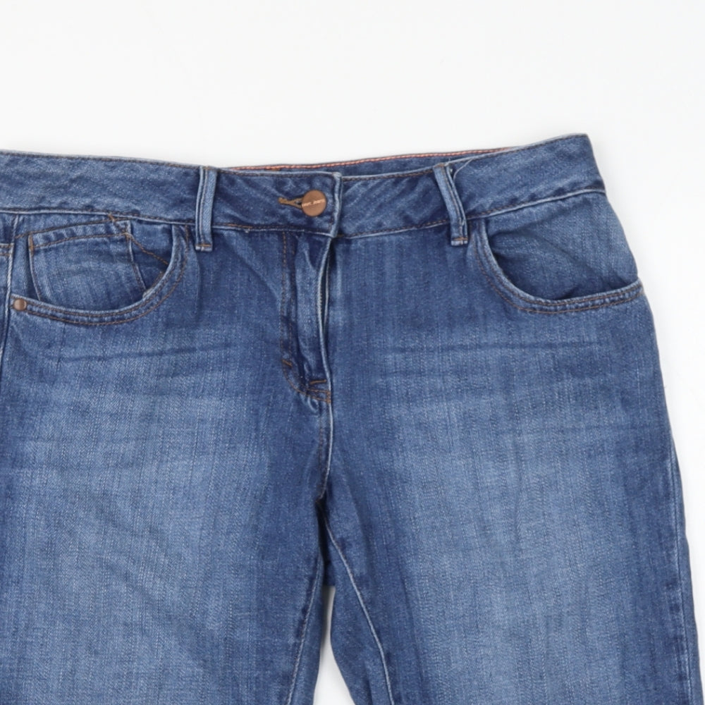 NEXT Womens Blue Cotton Bermuda Shorts Size 10 L14 in Regular Zip