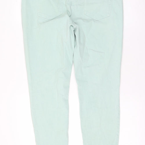 NEXT Womens Green Cotton Skinny Jeans Size 14 L29 in Regular Zip