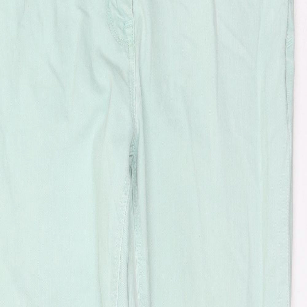 NEXT Womens Green Cotton Skinny Jeans Size 14 L29 in Regular Zip