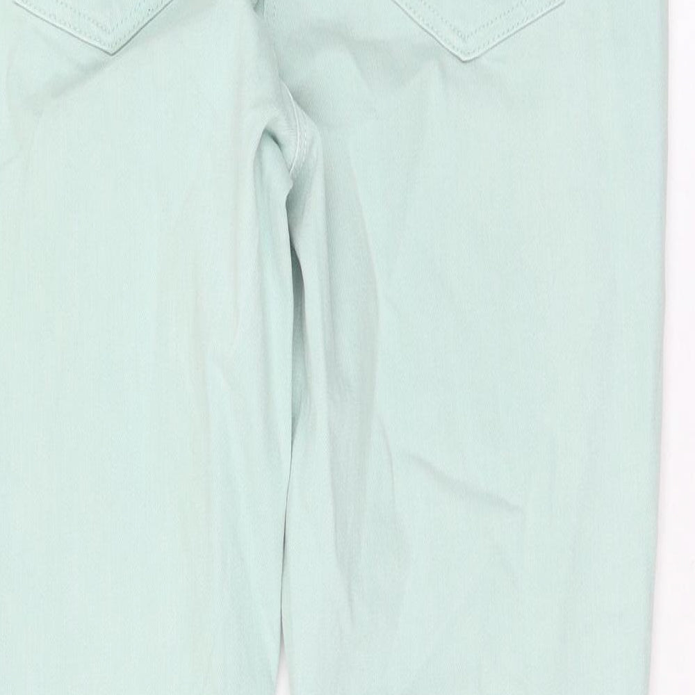 NEXT Womens Green Cotton Skinny Jeans Size 14 L29 in Regular Zip