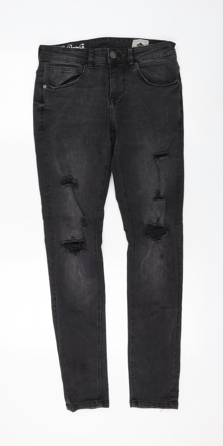Primark Womens Black Cotton Skinny Jeans Size 30 in L32 in Regular Zip