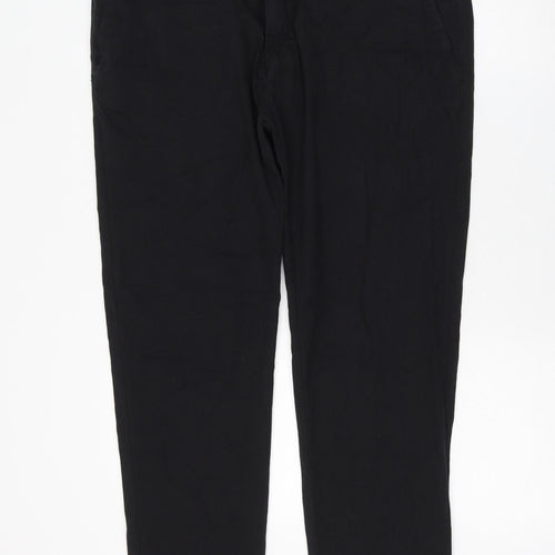 Zara Womens Black Cotton Trousers Size 36 in L30 in Regular Zip