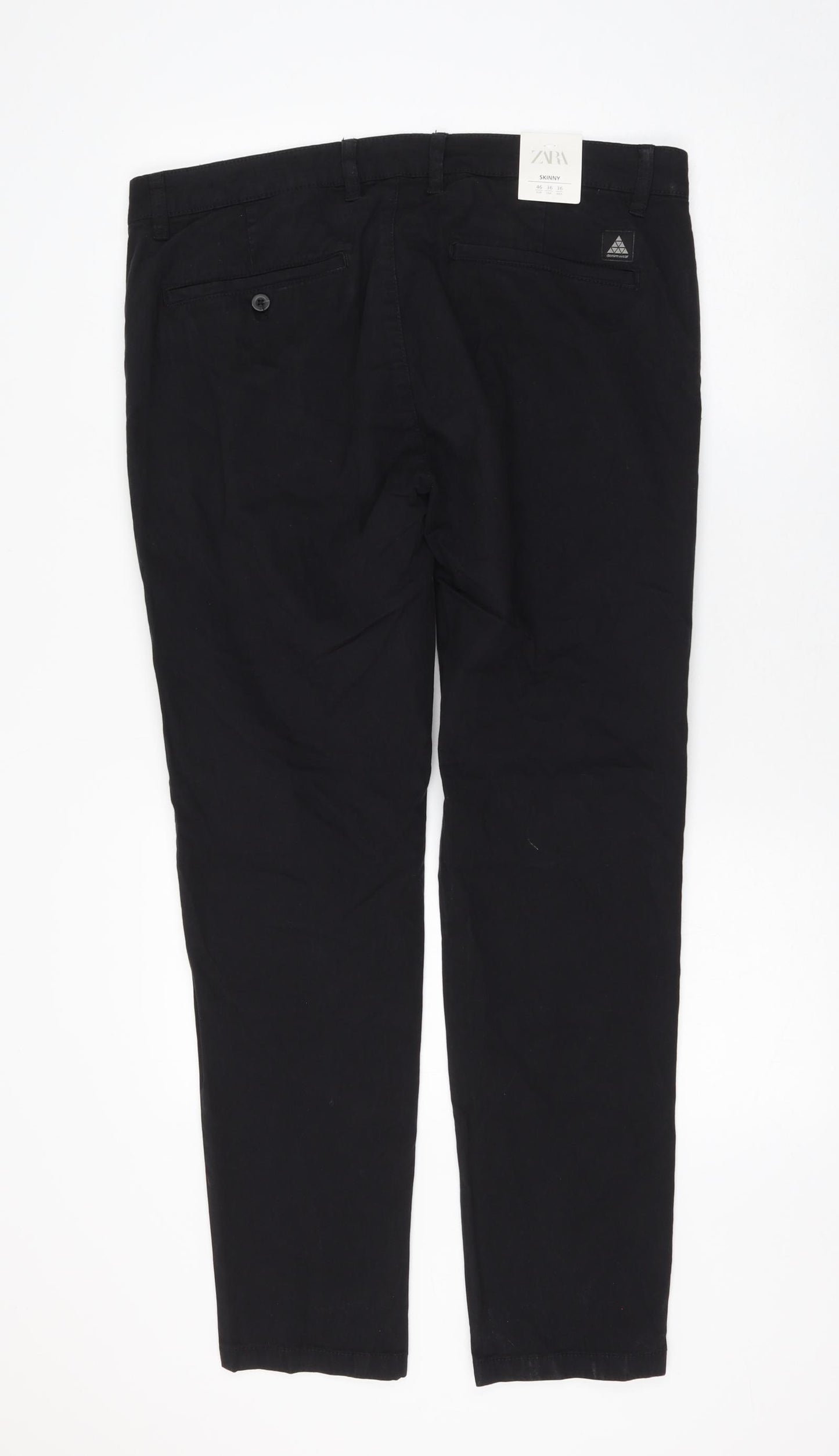 Zara Womens Black Cotton Trousers Size 36 in L30 in Regular Zip