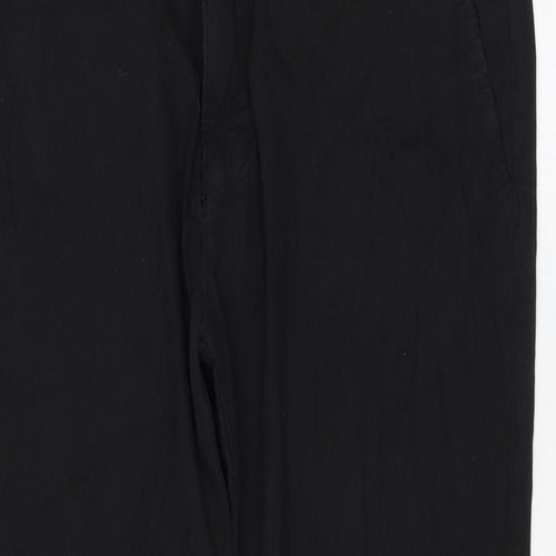 Zara Womens Black Cotton Trousers Size 36 in L30 in Regular Zip