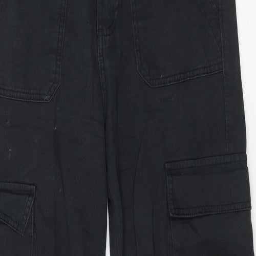 Stradivarius Womens Black Cotton Cargo Trousers Size 34 L30 in Regular Zip