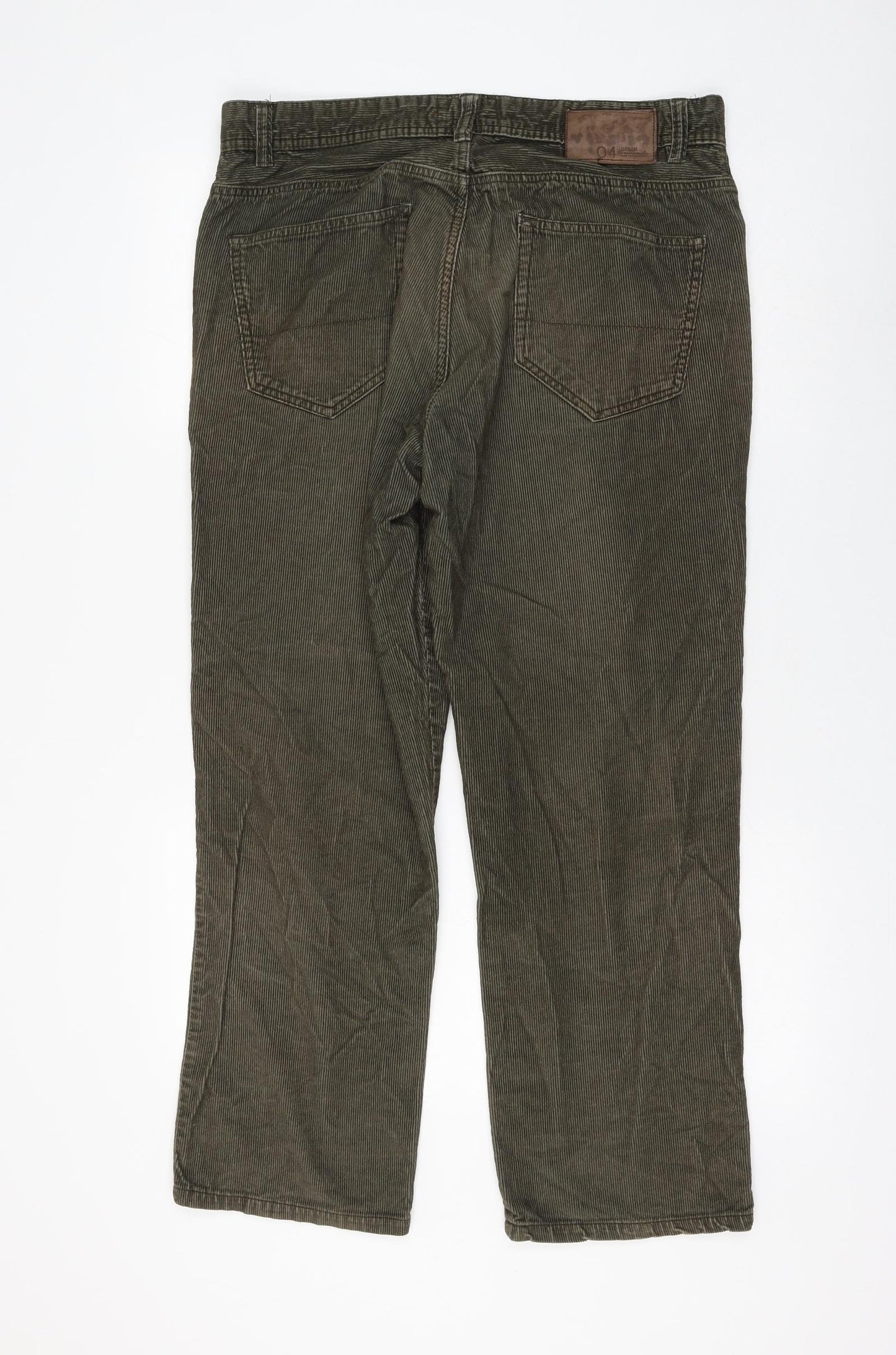 TU Womens Green Cotton Trousers Size 34 in L30 in Regular Zip