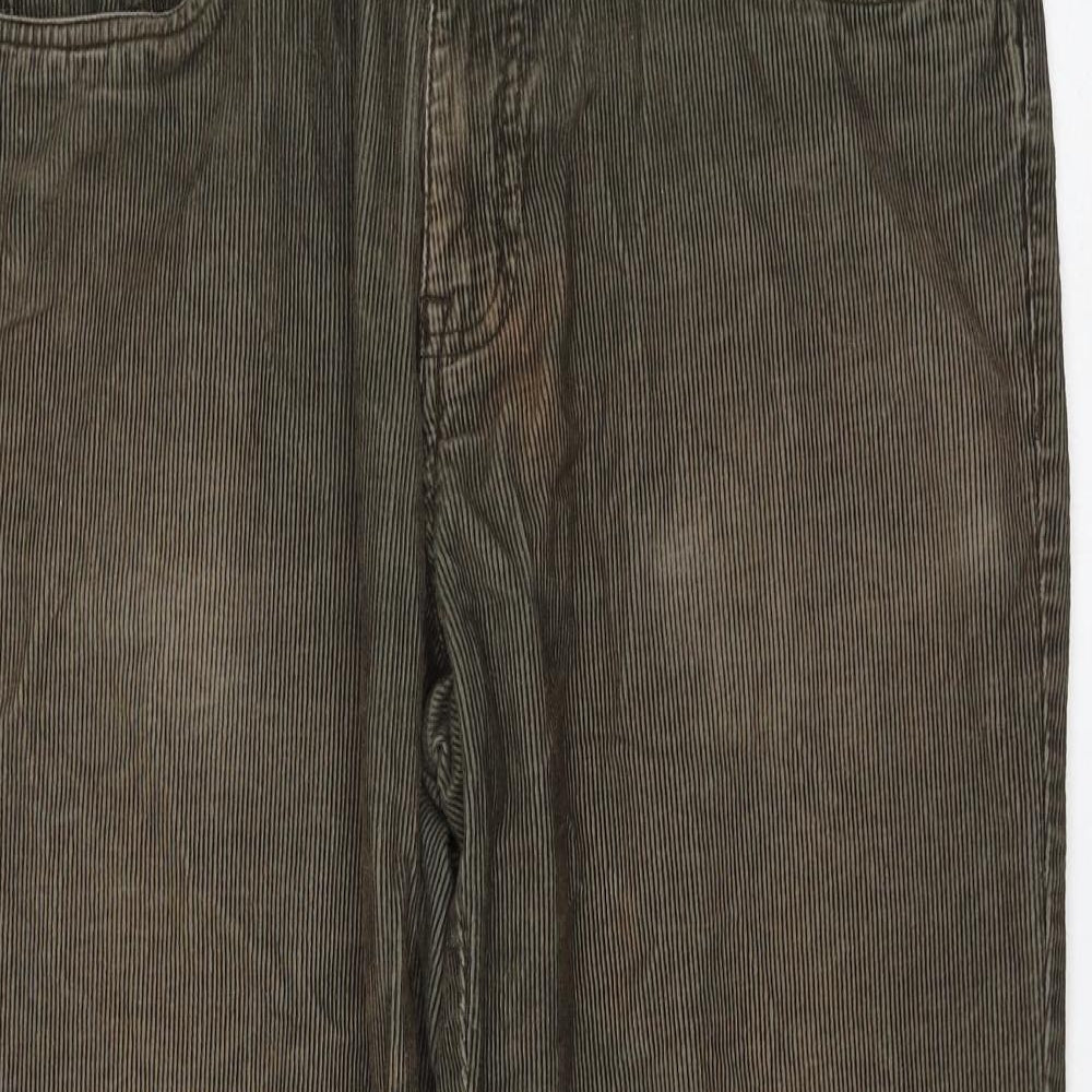 TU Womens Green Cotton Trousers Size 34 in L30 in Regular Zip