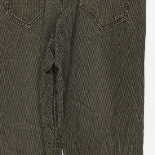 TU Womens Green Cotton Trousers Size 34 in L30 in Regular Zip