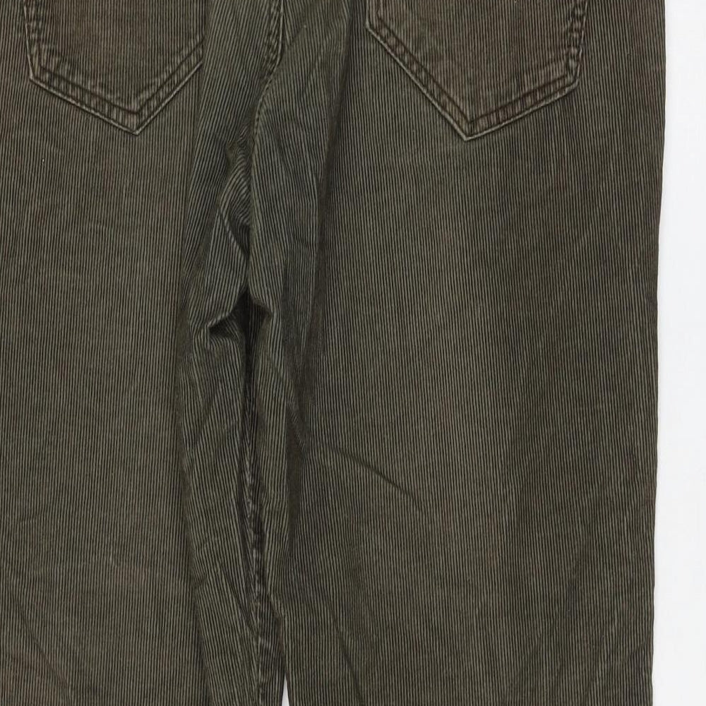 TU Womens Green Cotton Trousers Size 34 in L30 in Regular Zip