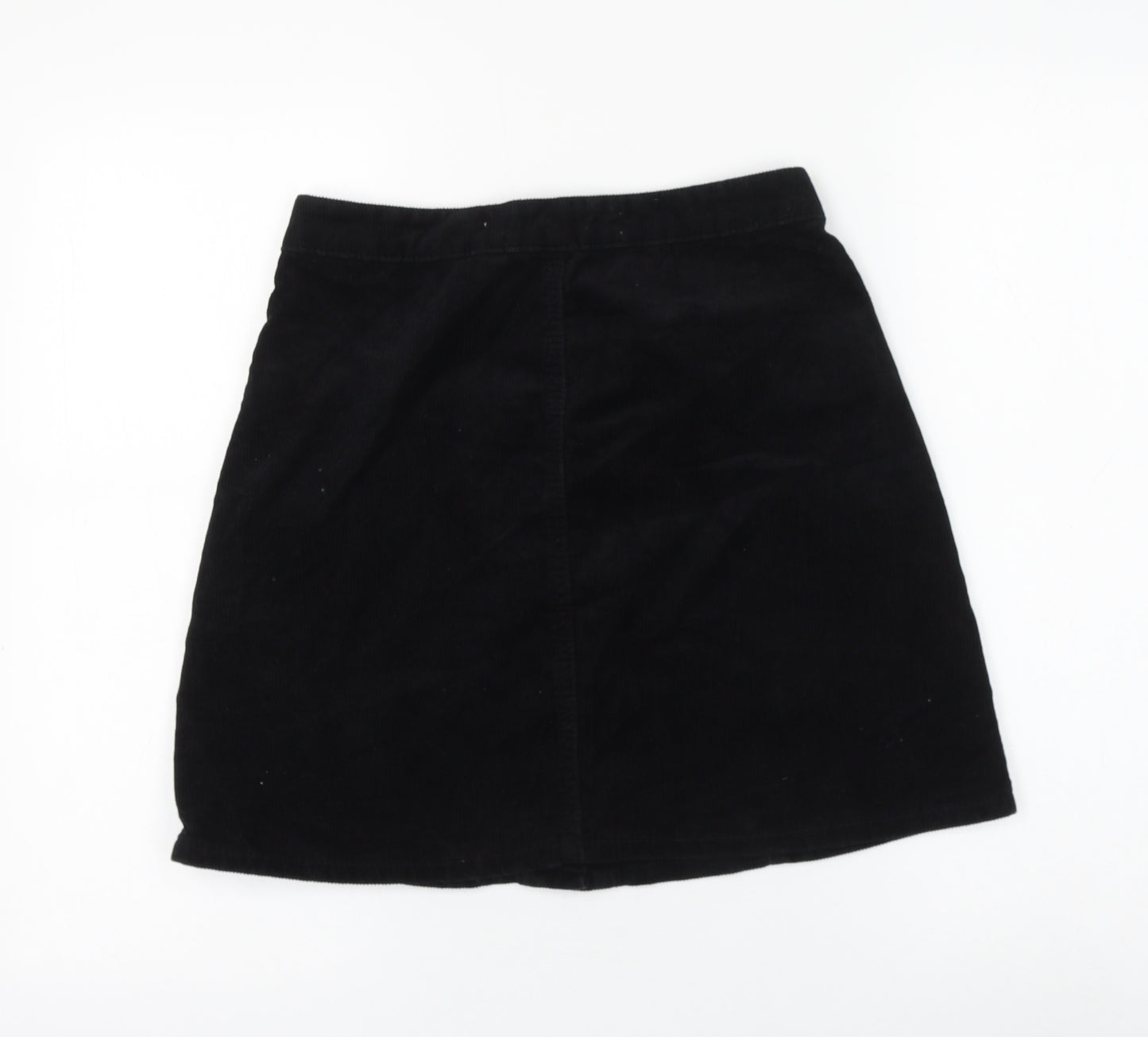 Primark Womens Black Cotton A-Line Skirt Size 10 Button
