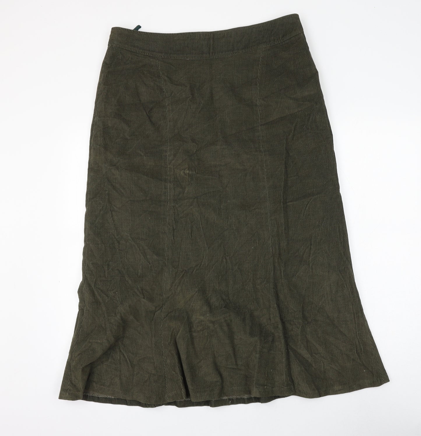 THe House Of Bruar Womens Green Cotton A-Line Skirt Size 16 Zip