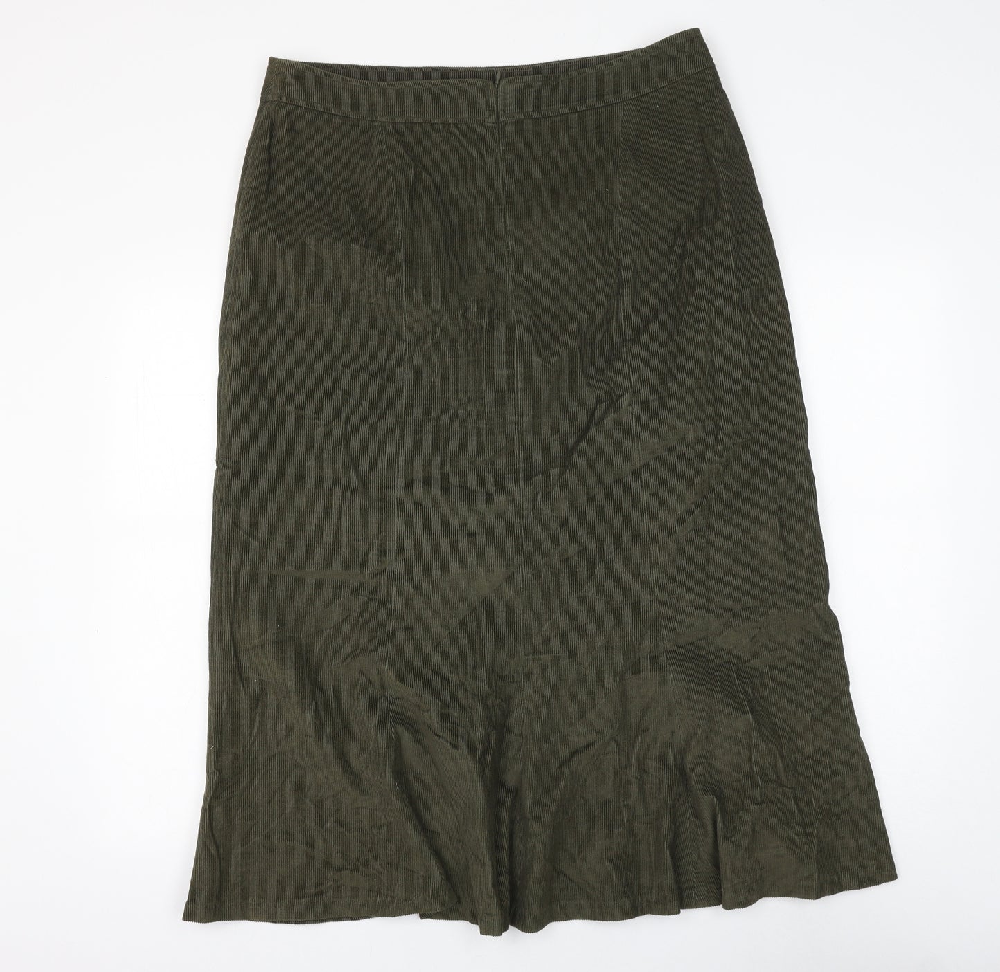 THe House Of Bruar Womens Green Cotton A-Line Skirt Size 16 Zip
