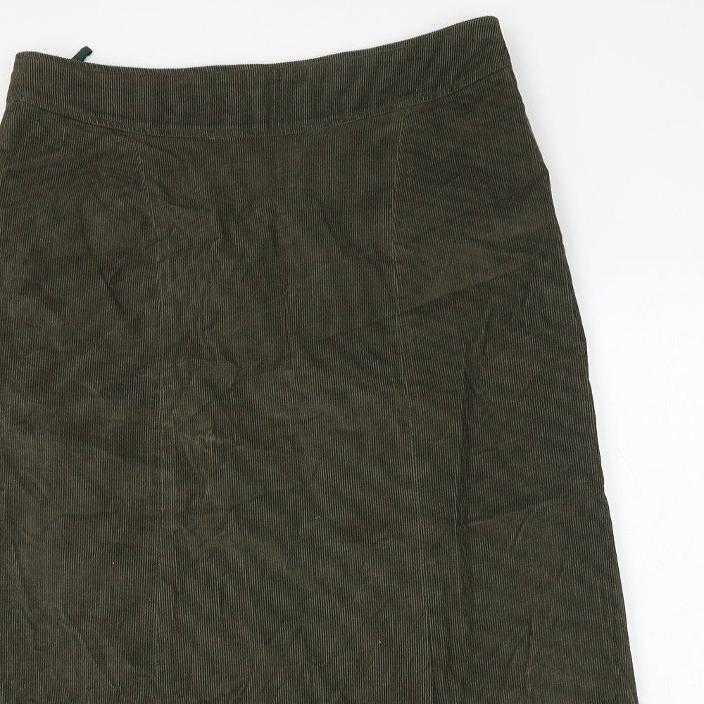 THe House Of Bruar Womens Green Cotton A-Line Skirt Size 16 Zip