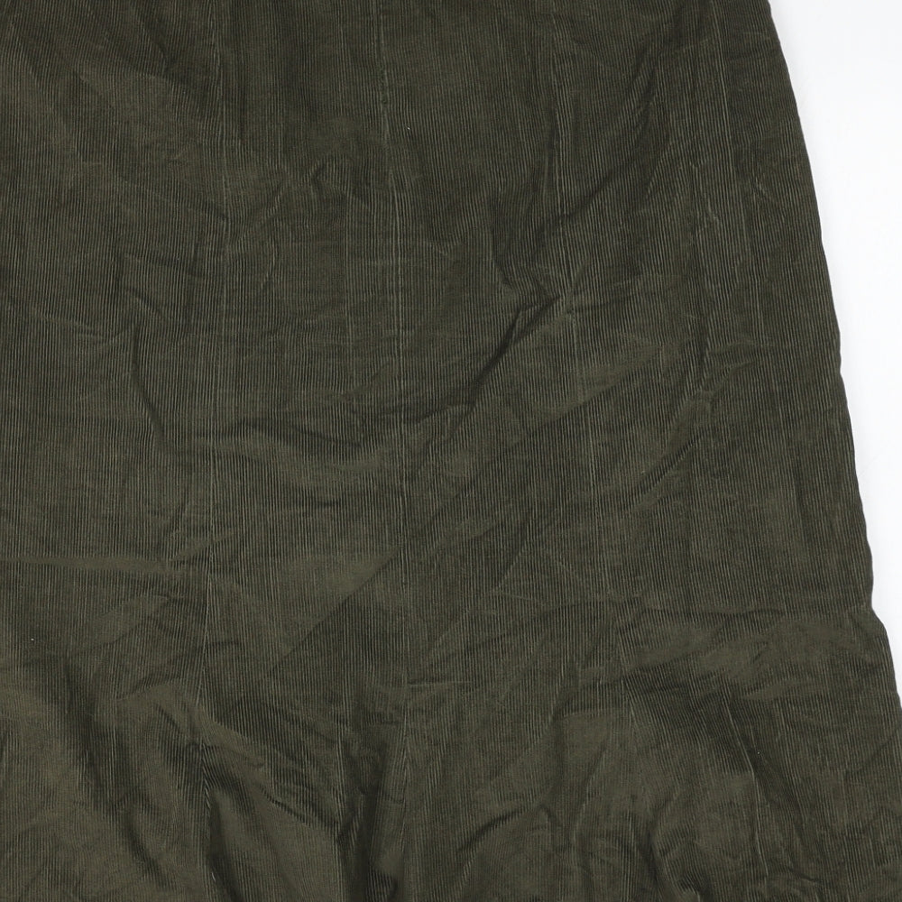 THe House Of Bruar Womens Green Cotton A-Line Skirt Size 16 Zip