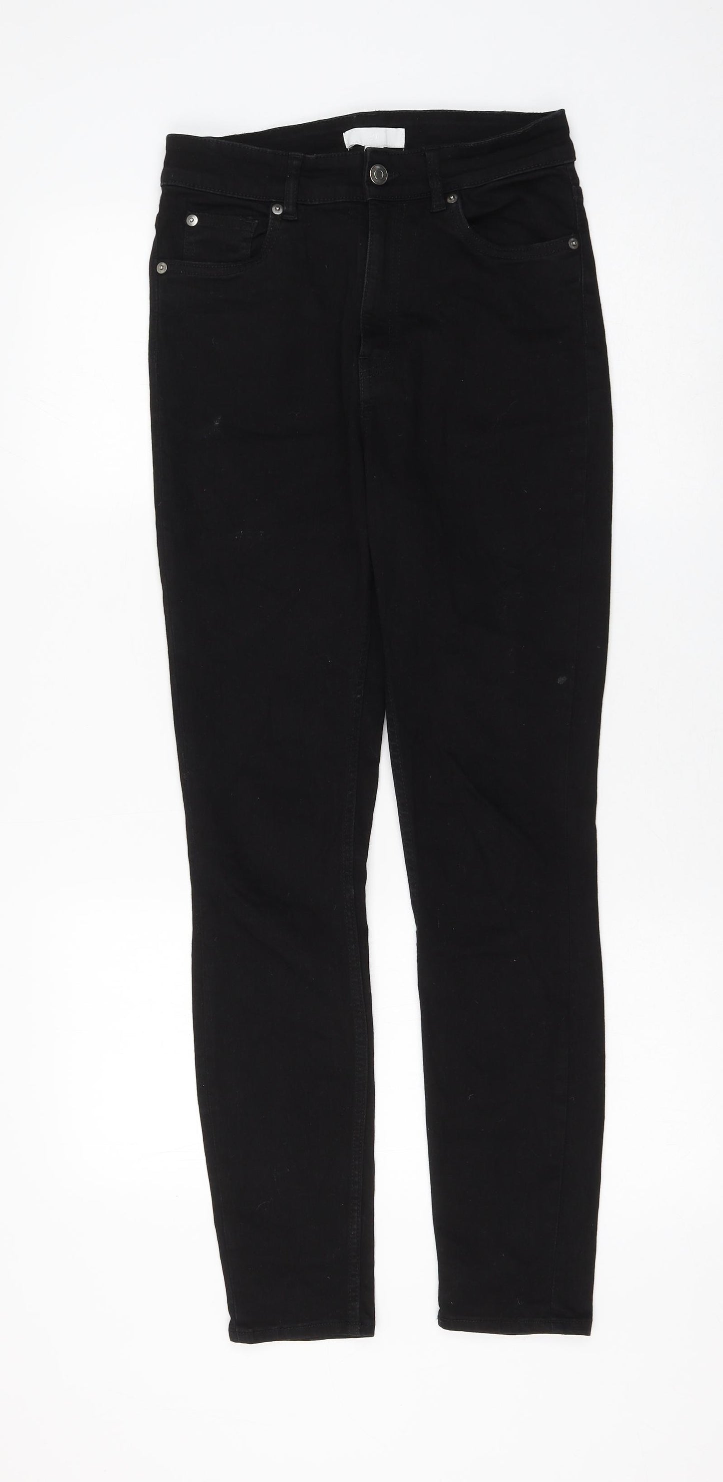 H&M Womens Black Cotton Skinny Jeans Size 10 L28 in Regular Zip
