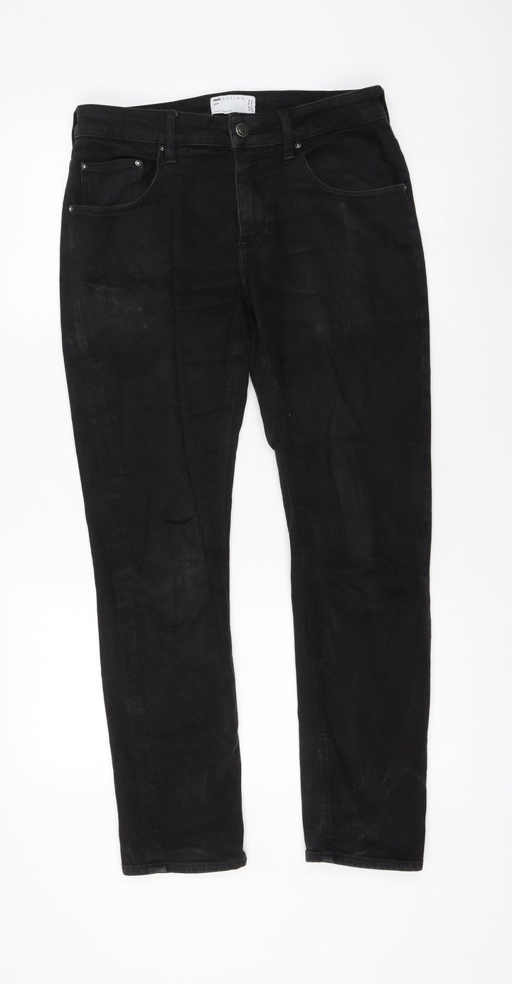 ASOS Womens Black Cotton Straight Jeans Size 30 in L30 in Regular Zip
