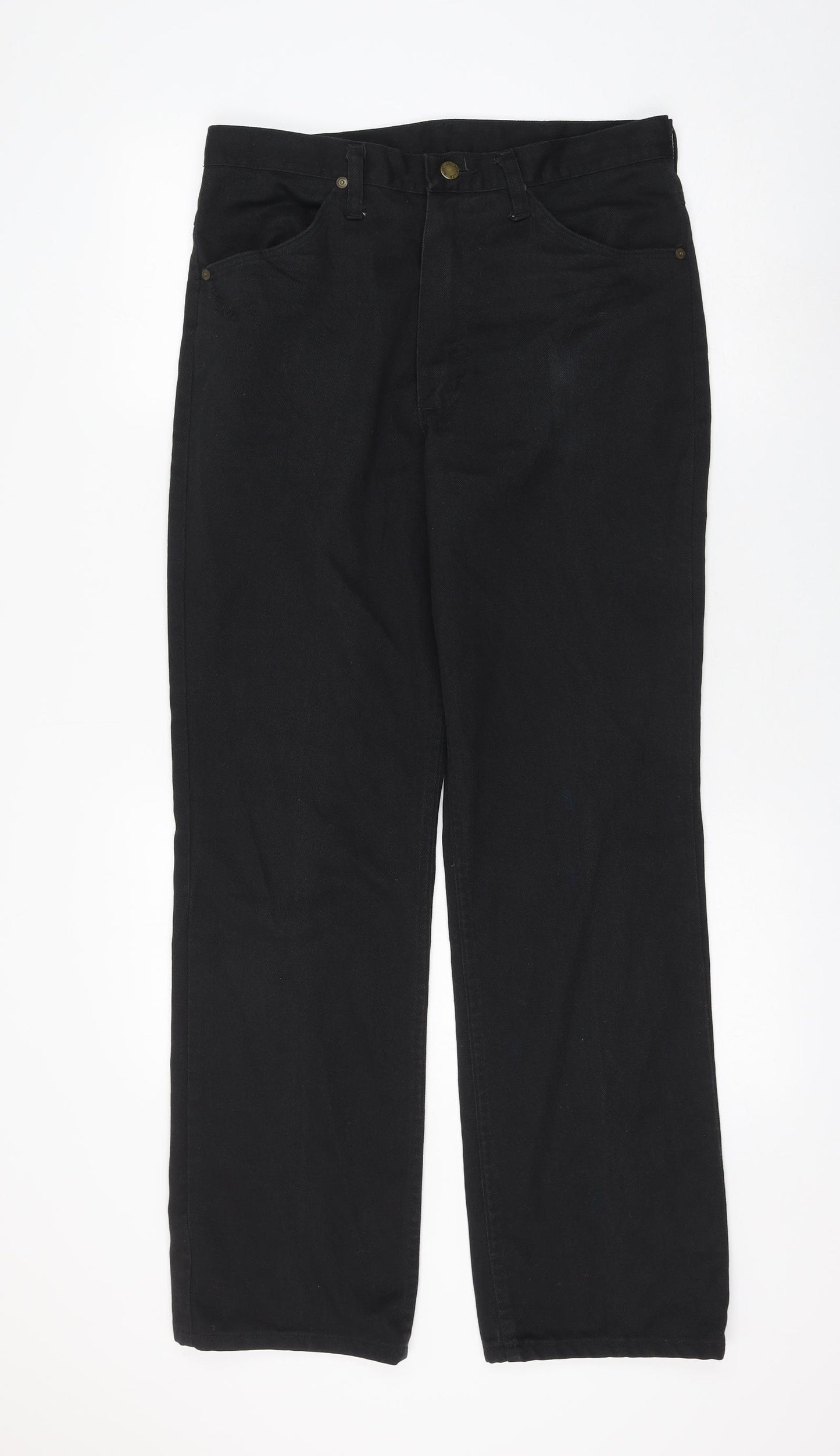 Rustler Mens Black Polyester Straight Jeans Size 33 in L32 in Regular Zip