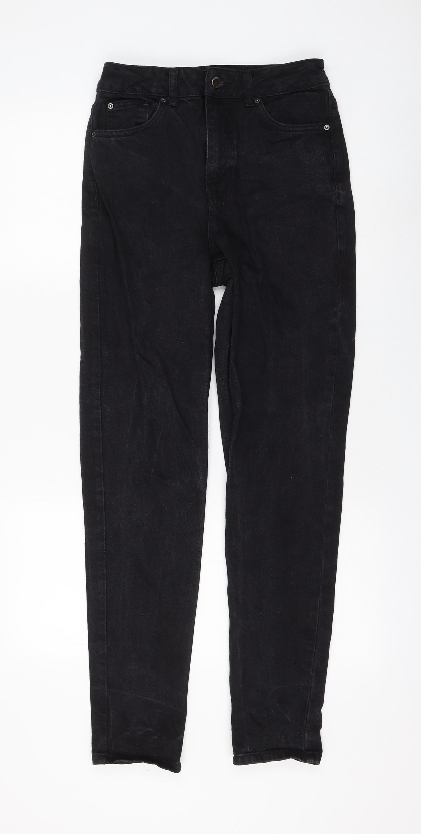 Topshop Womens Black Cotton Mom Jeans Size 26 in L34 in Regular Zip