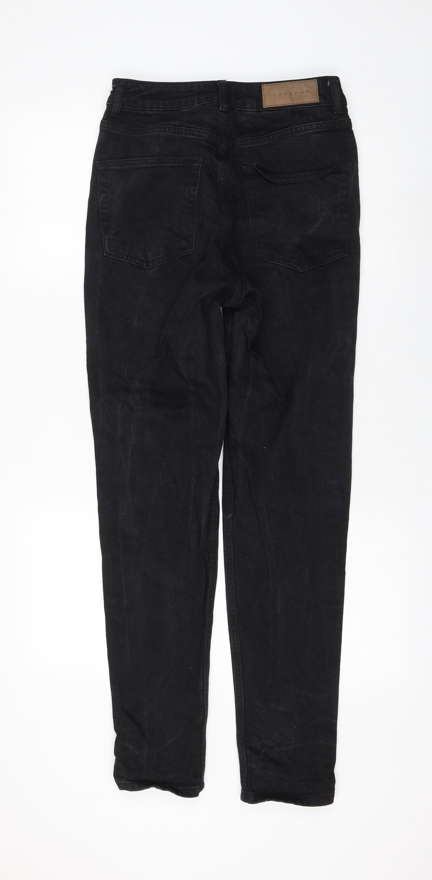 Topshop Womens Black Cotton Mom Jeans Size 26 in L34 in Regular Zip