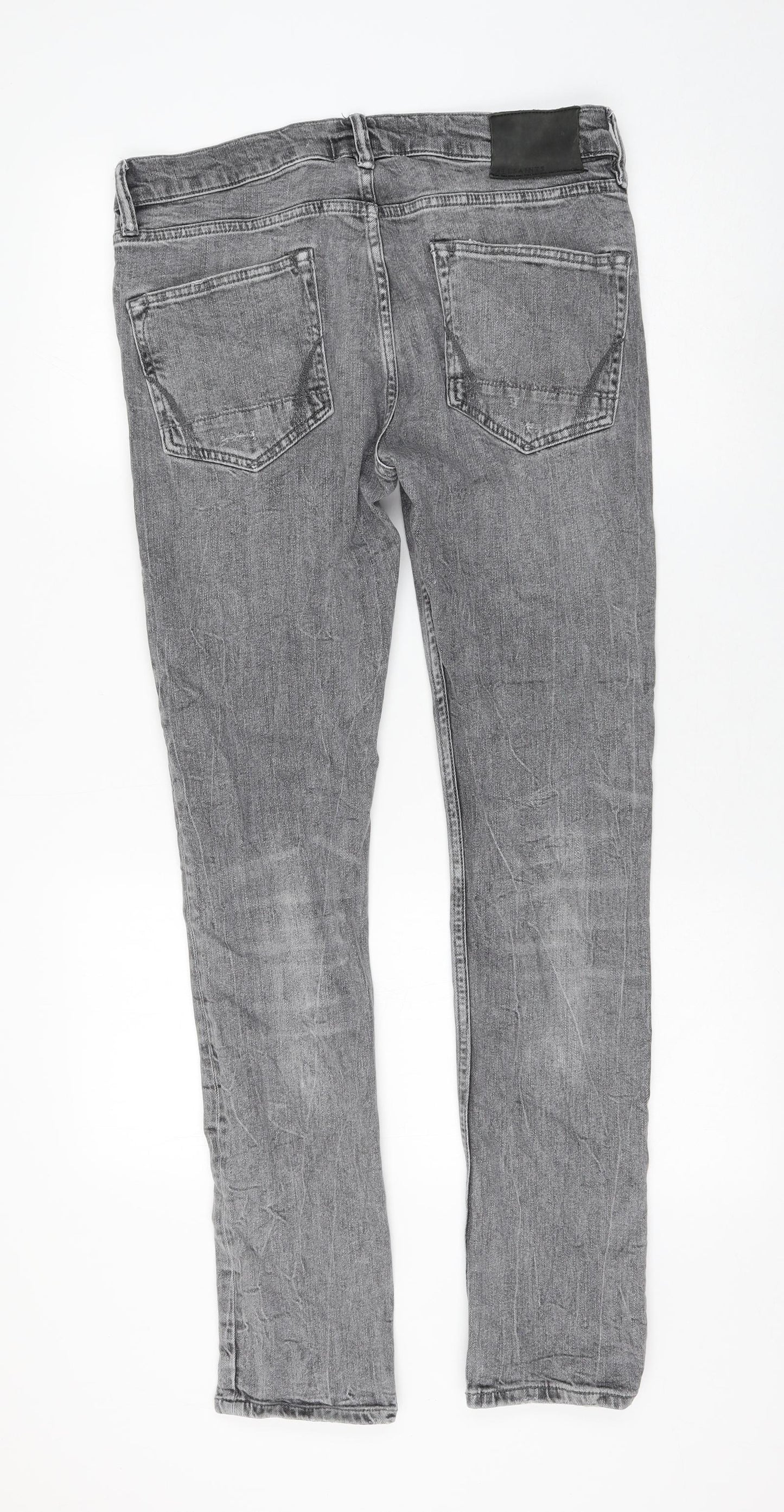AllSaints Womens Grey Cotton Skinny Jeans Size 32 in L30 in Regular Zip