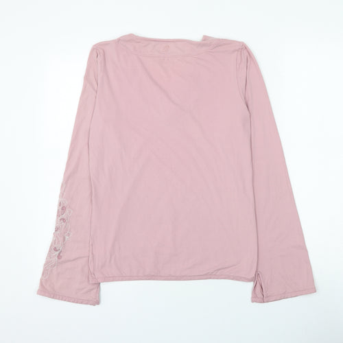 Marks and Spencer Womens Pink Polyamide Basic T-Shirt Size 12 V-Neck