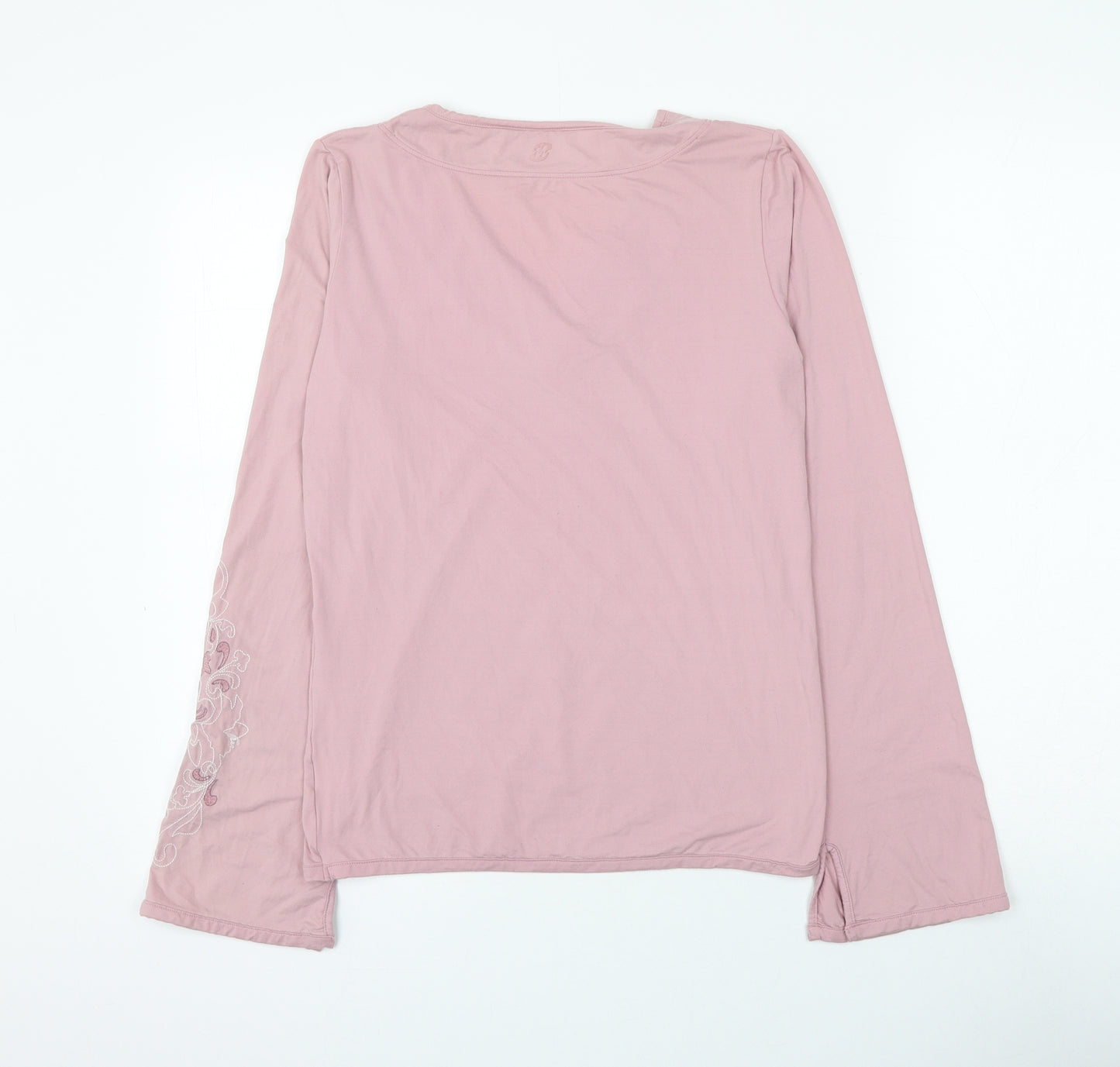 Marks and Spencer Womens Pink Polyamide Basic T-Shirt Size 12 V-Neck