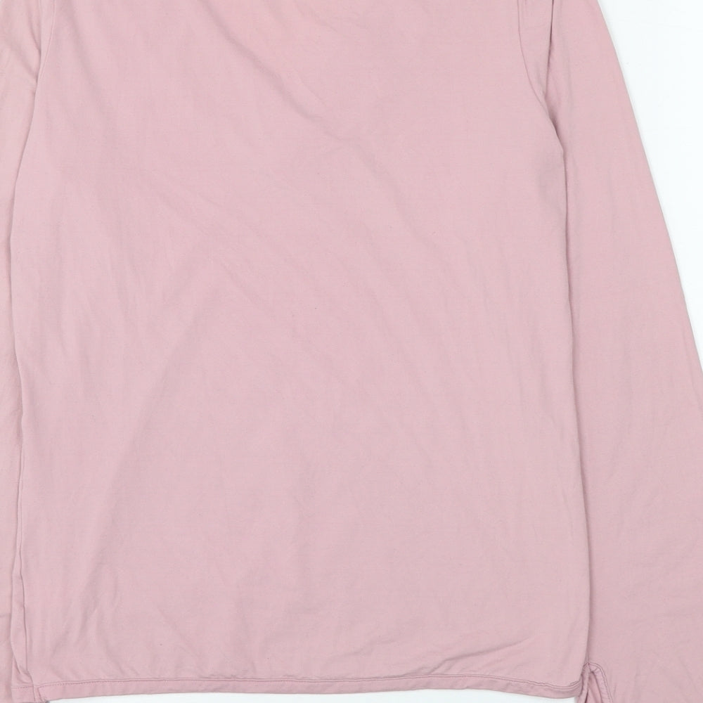Marks and Spencer Womens Pink Polyamide Basic T-Shirt Size 12 V-Neck