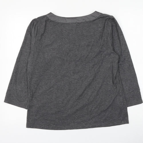 CC Womens Grey Polyester Basic Blouse Size L Scoop Neck