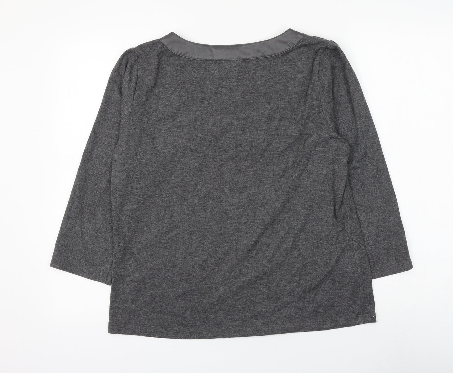 CC Womens Grey Polyester Basic Blouse Size L Scoop Neck