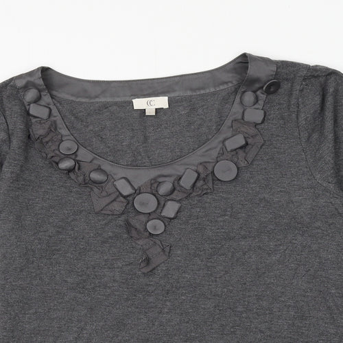 CC Womens Grey Polyester Basic Blouse Size L Scoop Neck