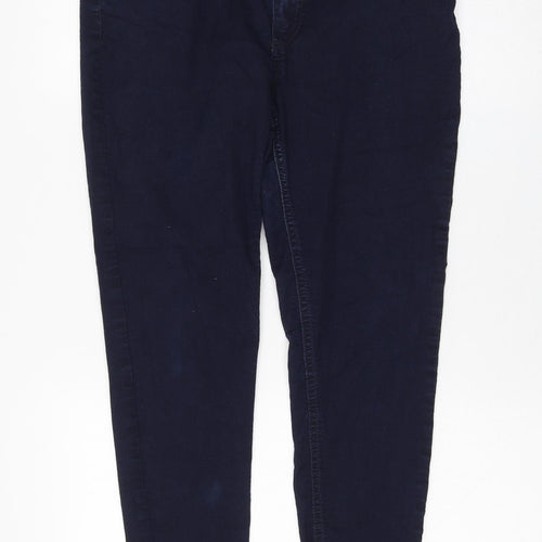 Marks and Spencer Womens Blue Cotton Skinny Jeans Size 12 L24 in Regular Zip