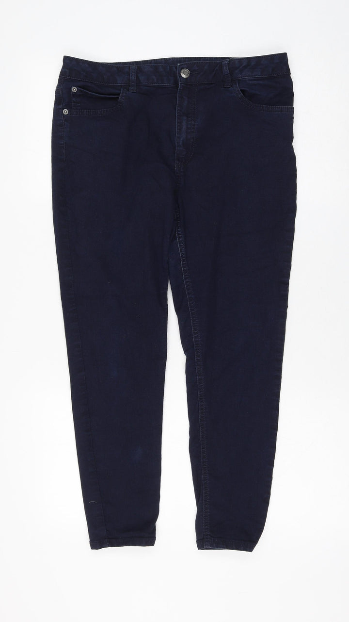Marks and Spencer Womens Blue Cotton Skinny Jeans Size 12 L24 in Regular Zip