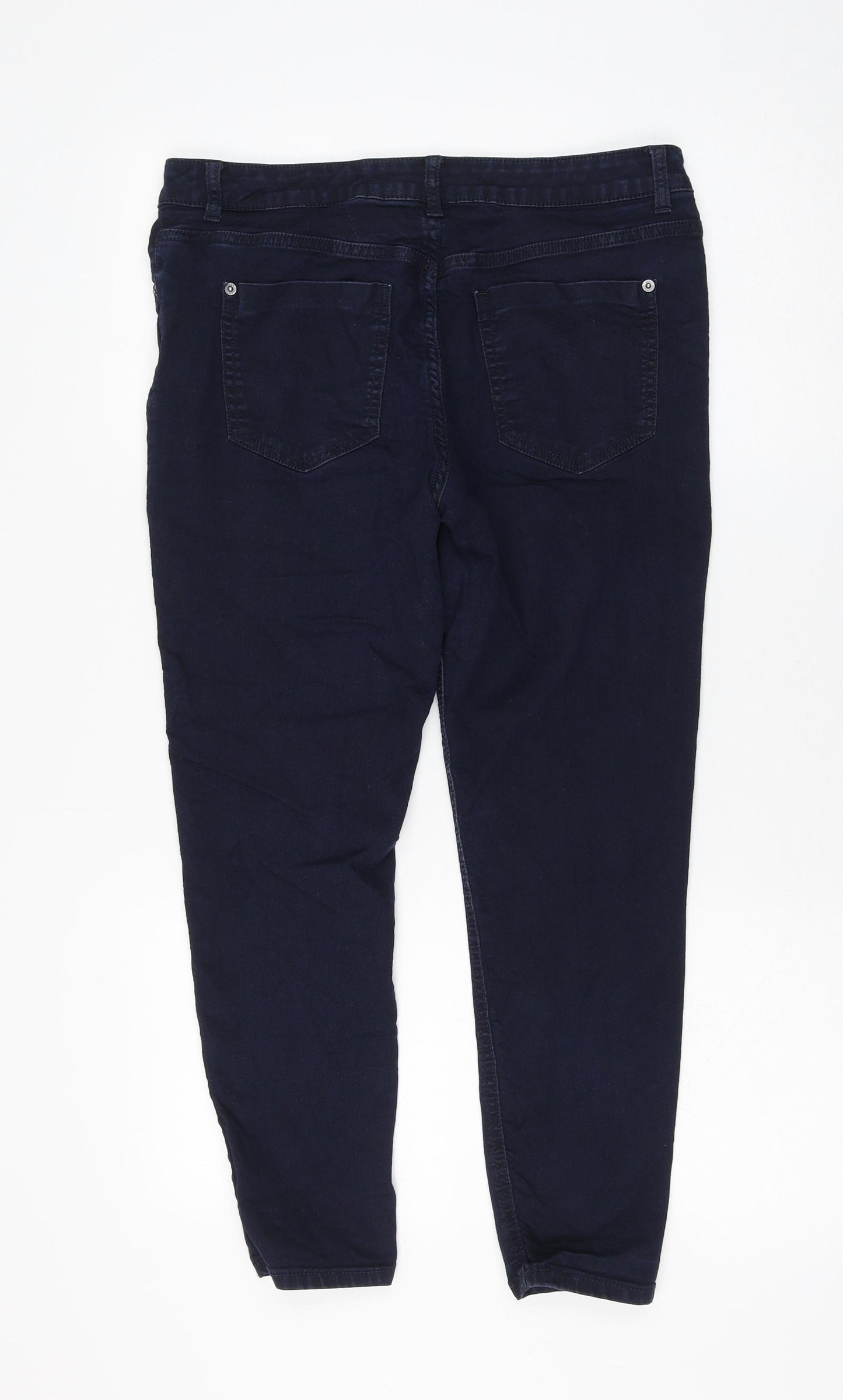 Marks and Spencer Womens Blue Cotton Skinny Jeans Size 12 L24 in Regular Zip