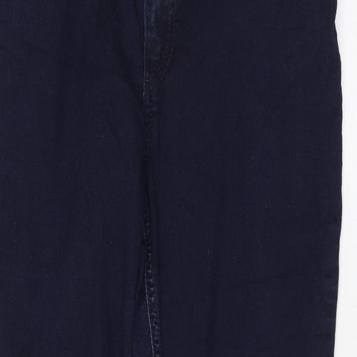Marks and Spencer Womens Blue Cotton Skinny Jeans Size 12 L24 in Regular Zip