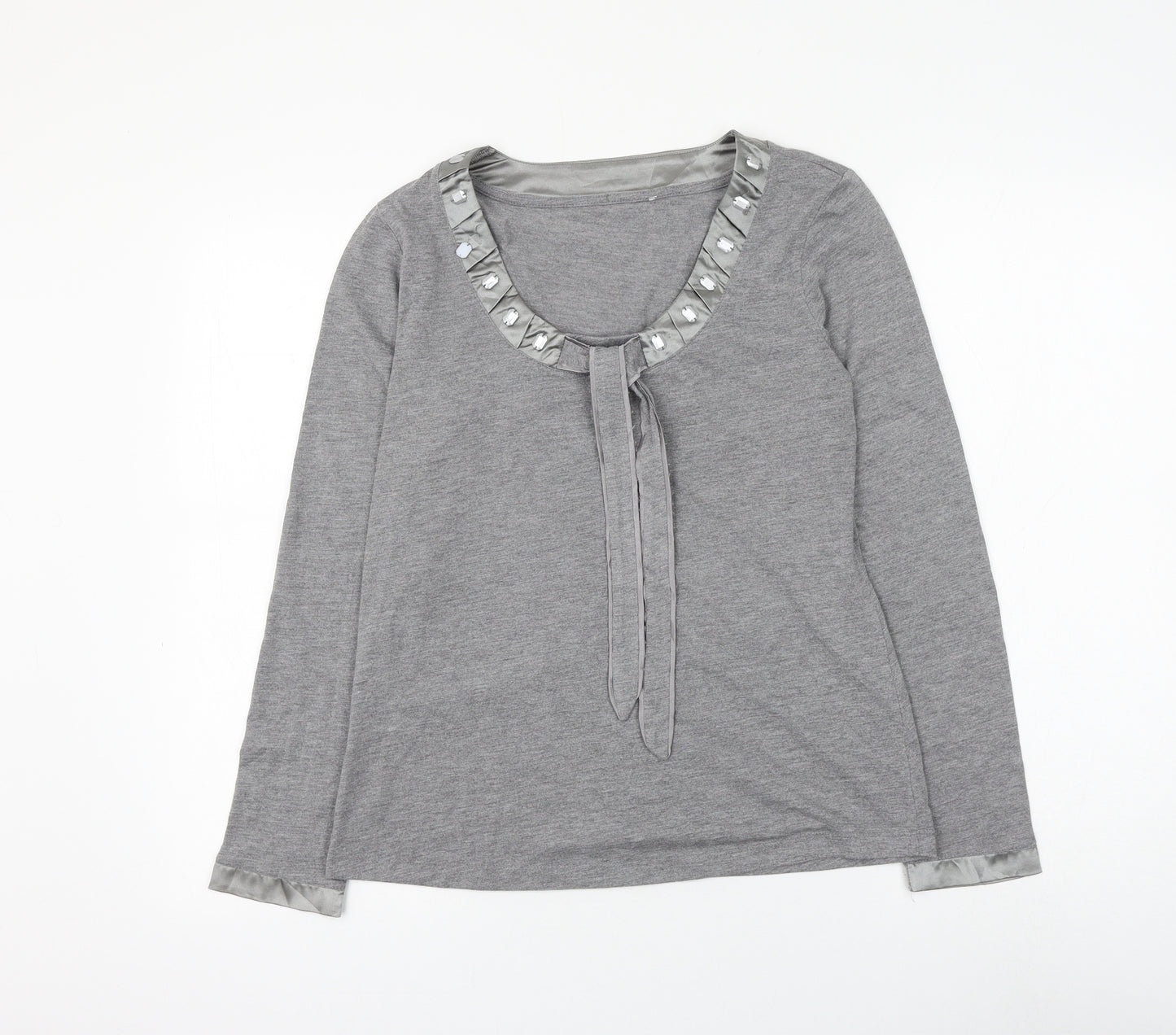 Marks and Spencer Womens Grey Polyester Basic Blouse Size 12 Scoop Neck